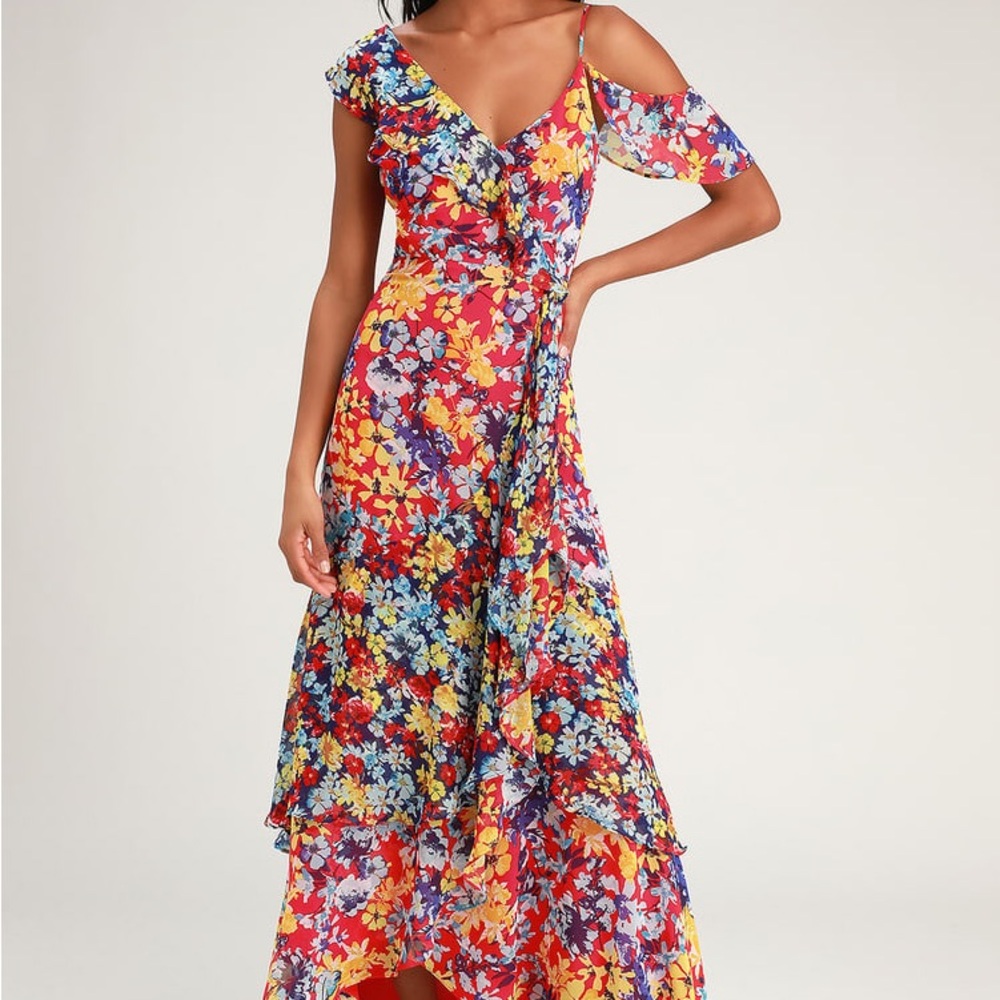 Lulu's Red and Blue Asymmetrical Sundress
